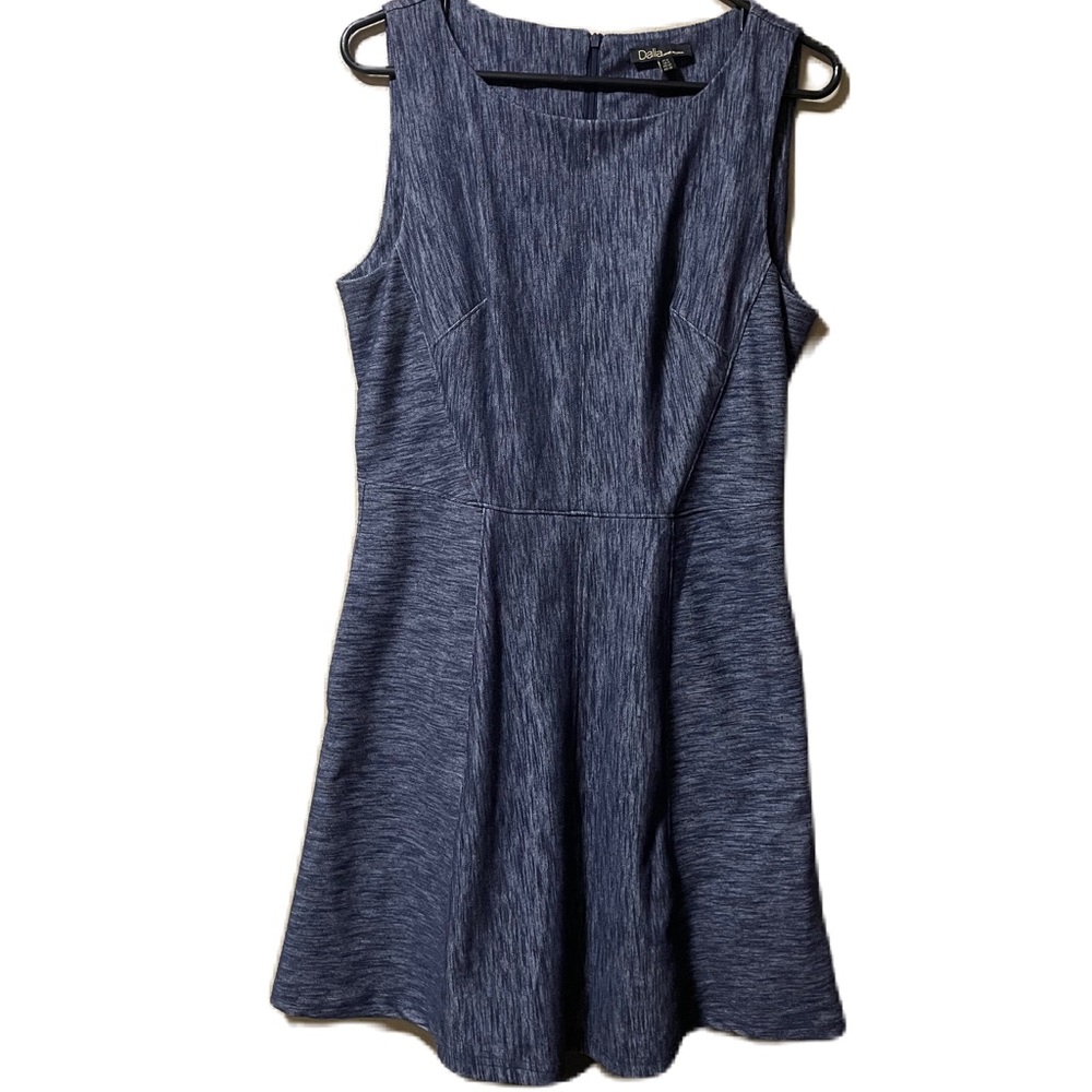 Dalia Navy Blue Cotton Blend Dress Fit & Flare A- Line Sz 6 Stretchy Soft Denim